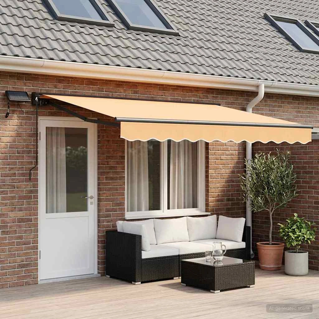 Cornice per Tenda Manuale con LED Sabbia 4 × 3,5 m 3426151