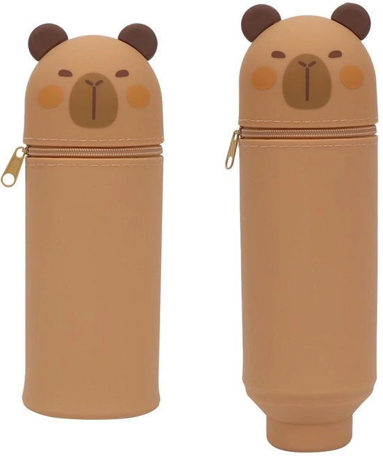 Etui 2-in-1 per bambini con design Kawaii, custodia per penna e matite in silicone, custodia per la scuola, custodia per penne con design di animali cartoon, custodia per la scuola per bambini con accessori per la scrittura