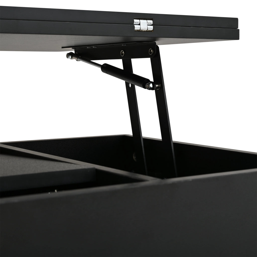 Tavolino da salotto elevabile con vano contenitore; LED e presa integrata per soggiorno; 100×50×51.5 cm
