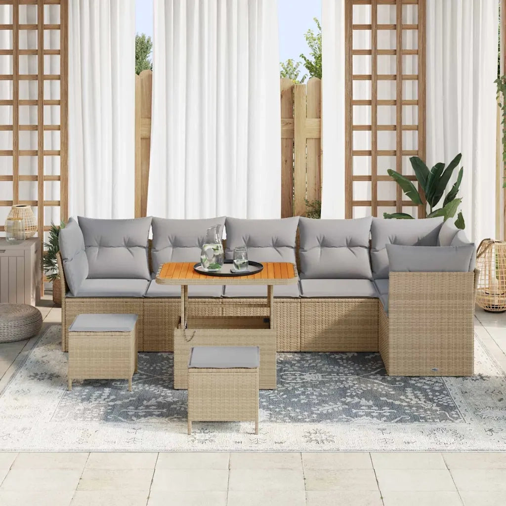 Set Divano da Giardino 8 pcs Beige polyrattan