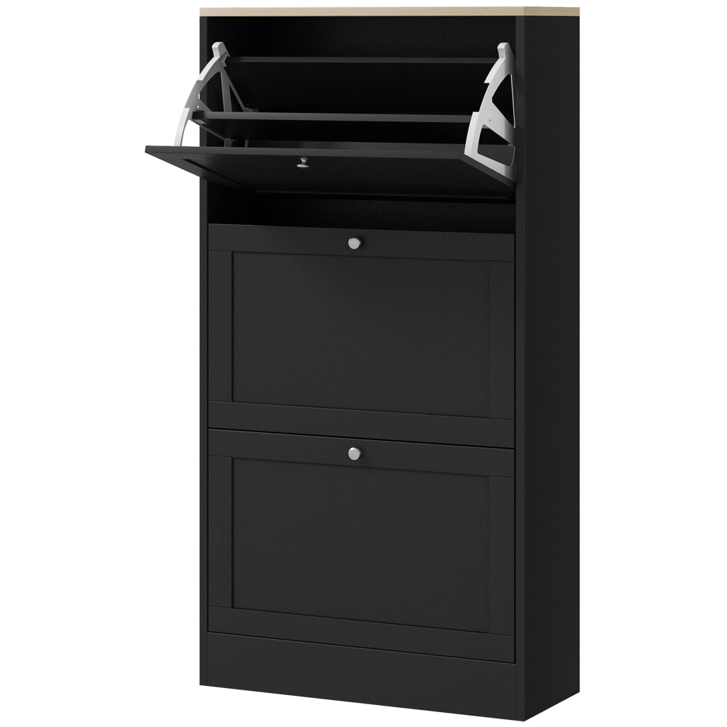 Scarpiera con cassetti e ripiani ¨C zephmum ¨C nero 60x23,5x115 cm