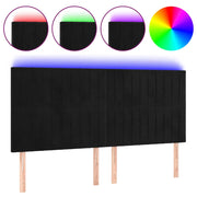 Testiera | Testata a LED Nera 160x5x118/128 cm in Velluto