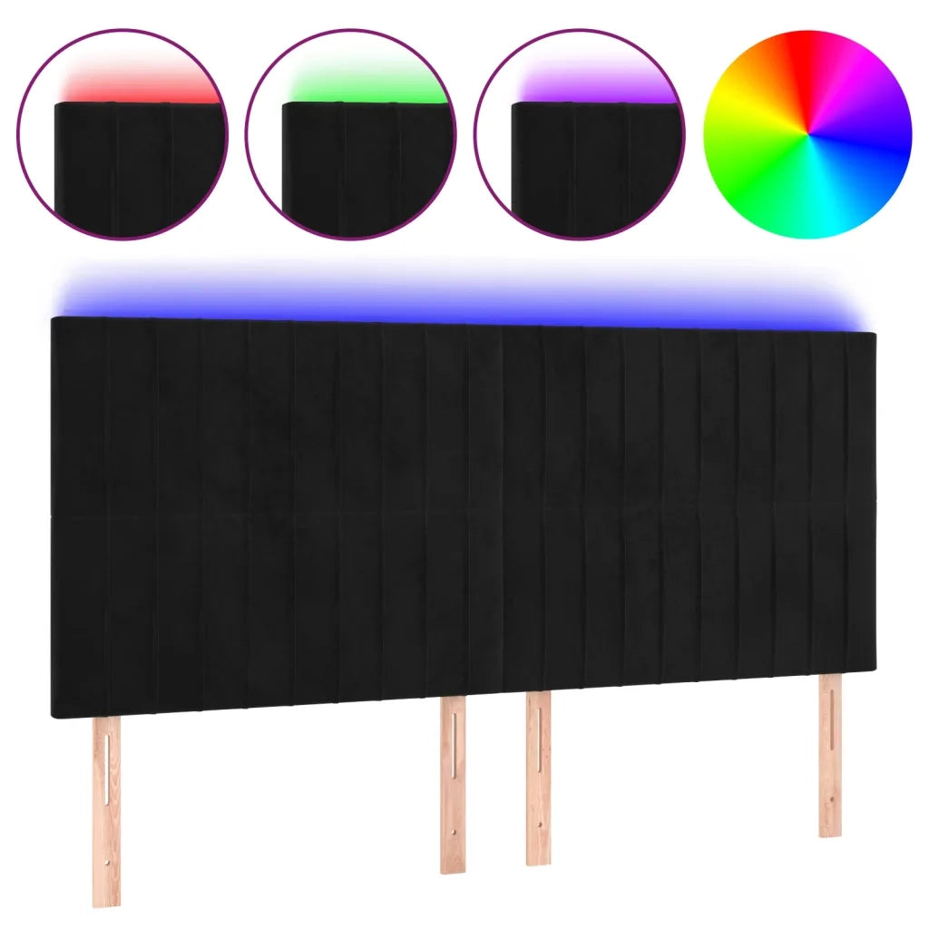 Testiera | Testata a LED Nera 160x5x118/128 cm in Velluto