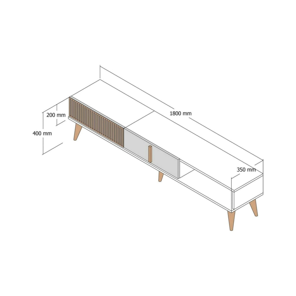 Mobile porta TV Jakuchu, Credenza da soggiorno, Armadio basso per TV, Base parete attrezzata, 180x35h40 cm, Noce e Antracite