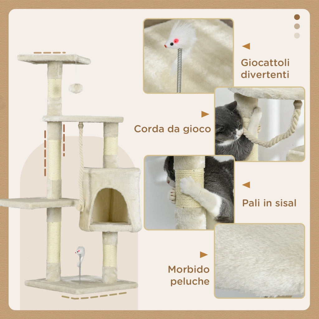Tiragraffi per Gatti con Cassetta ¨C zephmum ¨C Beige 40x40x116 cm