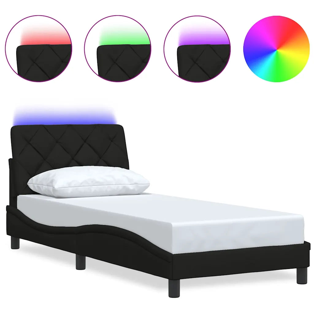 Giroletto con LED senza Materasso Nero 90x190 cm in Tessuto 3310638