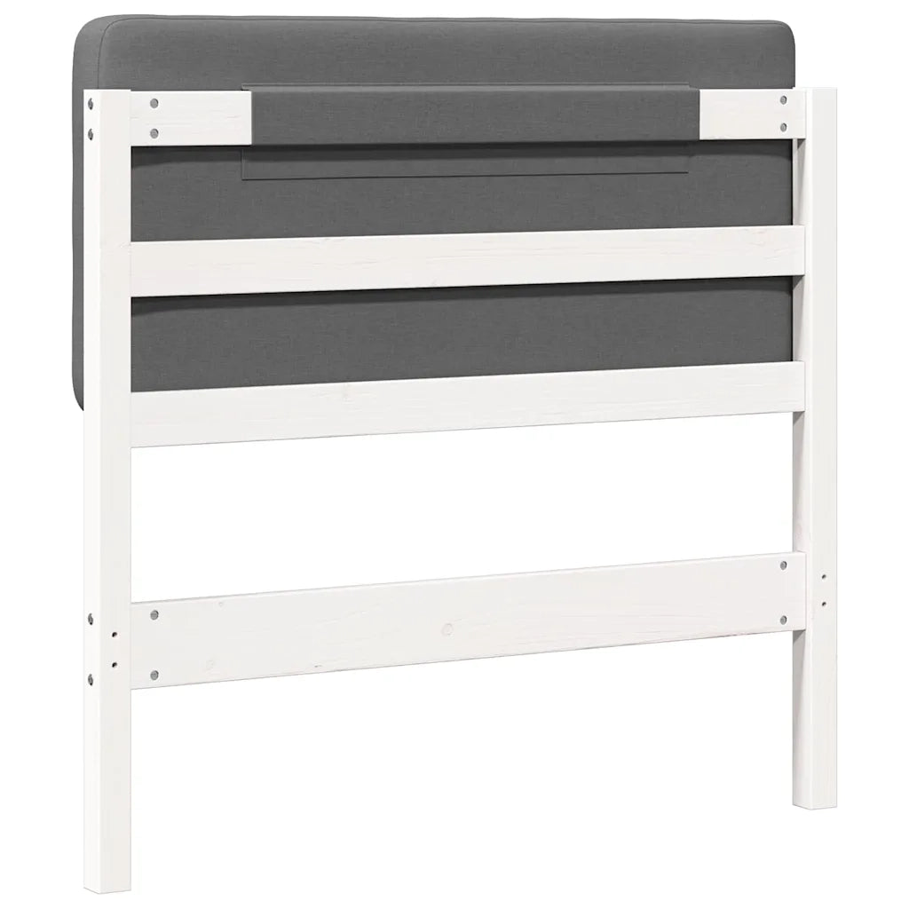 Testiera | Testata imbottita Bianco e grigio chiaro 80 cm Pino massello