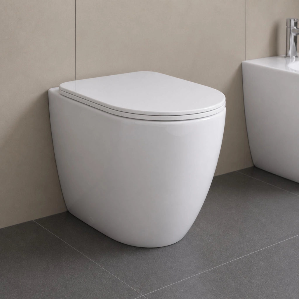 Vaso wc ceramica serie venere a pavimento filo parete bianco lucido *** accessori con brida, confezione 1