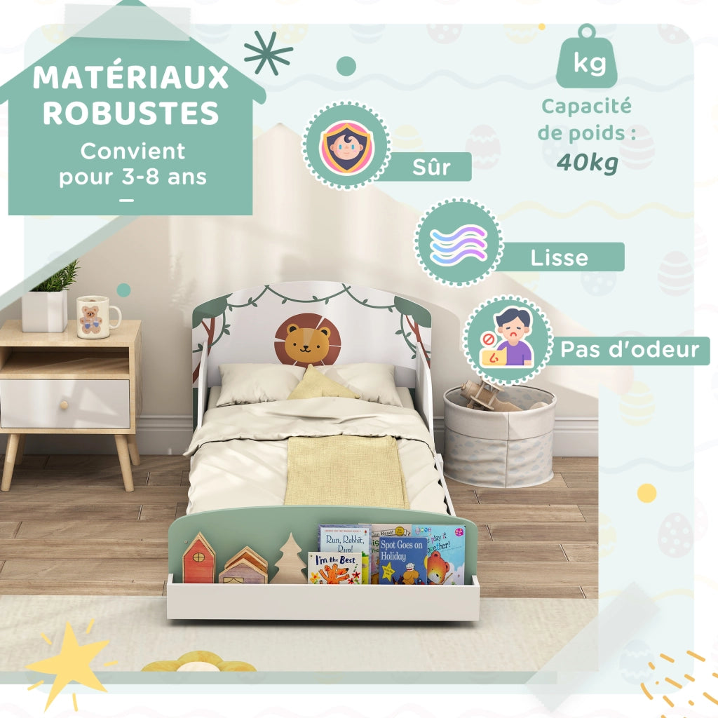 Letto singolo con contenitore ¨C Xylo ¨C 70x140 cm verde con barriera sicurezza