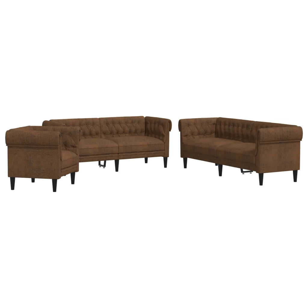 Set di Divani 3 pz Marrone in Tessuto 3209199