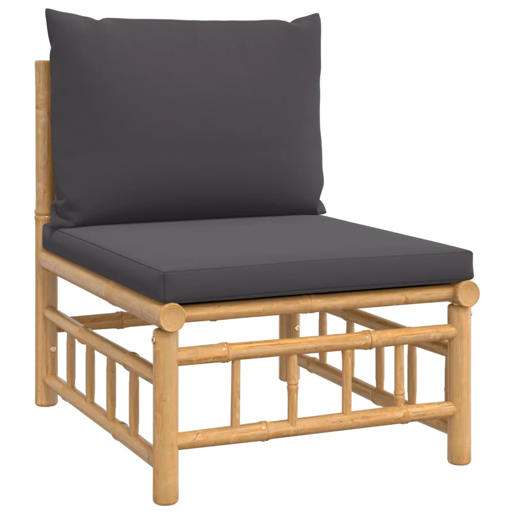 Set Salotto da Giardino 8pz con Cuscini Grigio Scuro Bambù 3155238