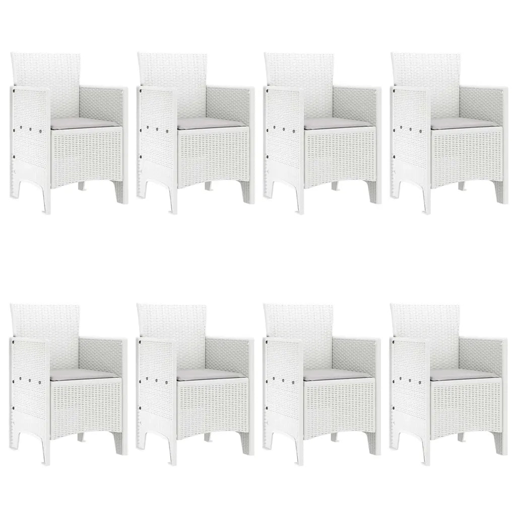 Set da Pranzo per Giardino 9 pcs Bianco Polipropilene