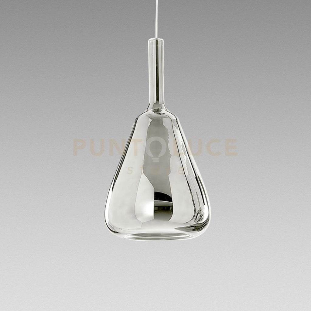 OFELIA S/11 - VETRO CROMO SPECCHIATO E PORTALAMPADA BIANCO 1 LUCE ATTACCO E27 CAVO TRASPARENTE SENZA BASE DI ATTACCO D.20CM H.38,2CM