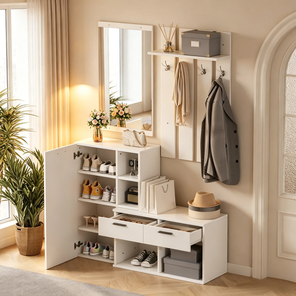 ARMADIO INGRESSO con specchio 120 x 35 x 175,5 cm bianco MDF