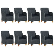 Set da Pranzo da Giardino 9pz e Cuscini Polyrattan Grigio Scuro 3060168