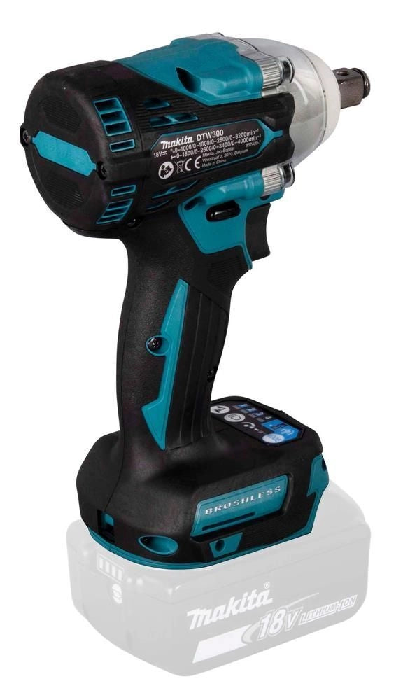 Makita DTW300Z Chiave a Impulsi a Batteria 18V con Motore Brushless Coppia Massima 330 Nm Attacco 1-2'' colore Nero