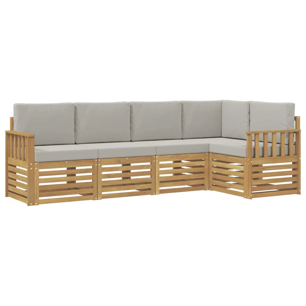 Set di divani da esterno 5 pcs Bianco e Grigio Chiaro 3391826