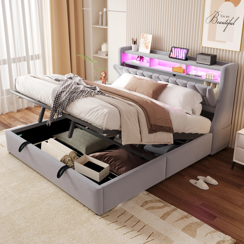 letto imbottito velluto grigio chiaro 180 x 200 cm