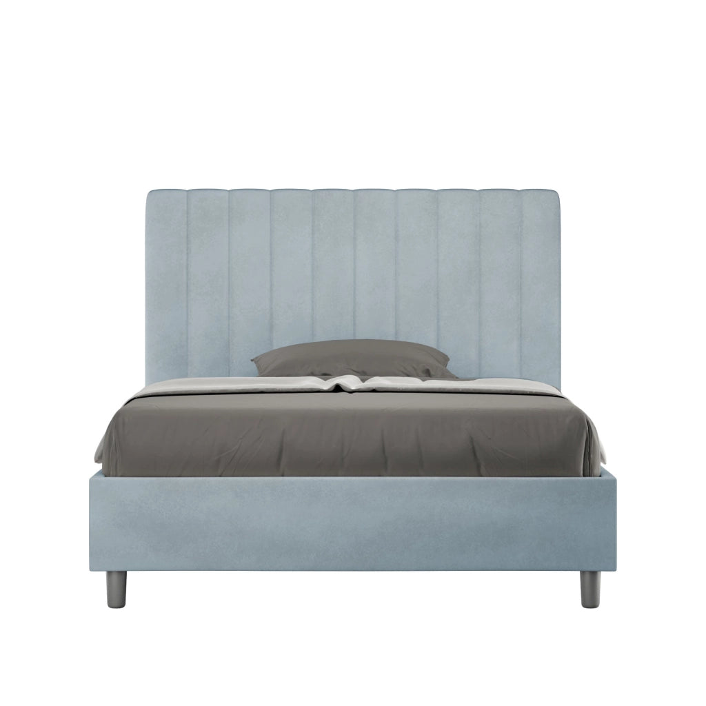 Letto 1 Piazza e Mezzo 120x200 cm con Rete e Contenitore Agueda Azzurro