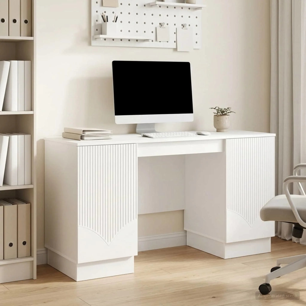 Scrivania Bianco Lucido 142,5 x 50 x 75 cm Legno ingegnerizzato 3414625