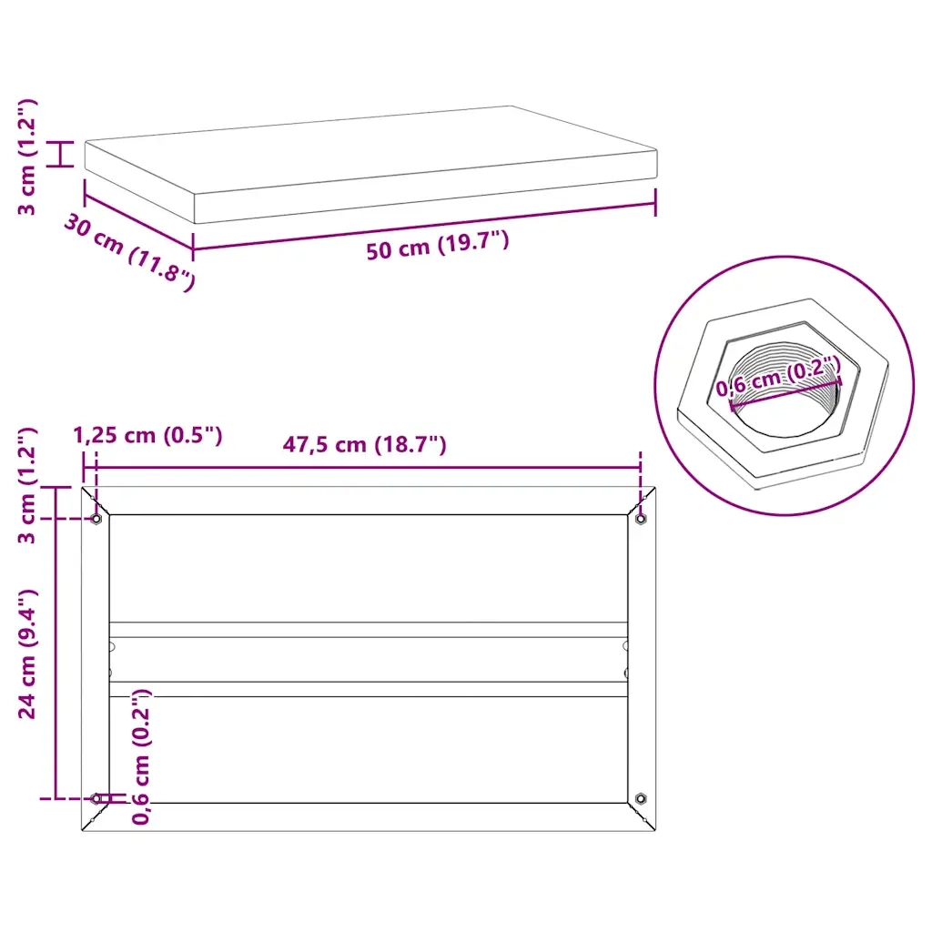 2 pz Mensole a Muro | Scaffale Parete | Ripiano a parete 50x30 cm Argento in Acciaio Inossidabile