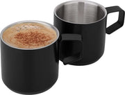 Set di tazze per caffè espresso in acciaio inossidabile, 2 pezzi, 120 ml, isolato a doppia parete, indeformabile, tazza senza metallo, piccola tazza per eventi all'aperto, party picnic, nero