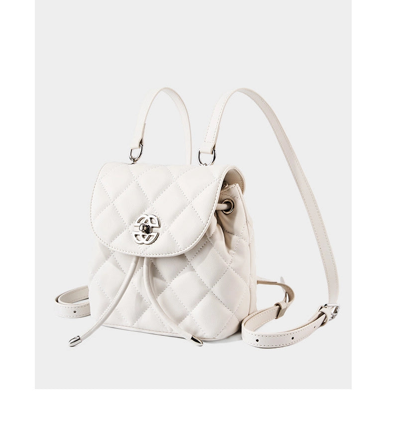 Zaino in vera pelle di grande capacit¨¤, colore bianco