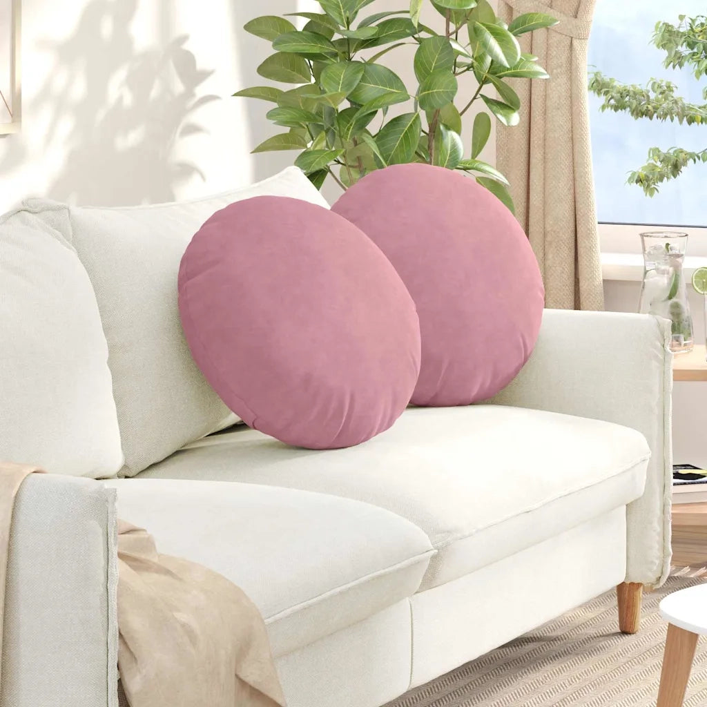 Cuscini per Seduta 2 pcs Rosa Ø50 x 19 cm Velluto 42014178