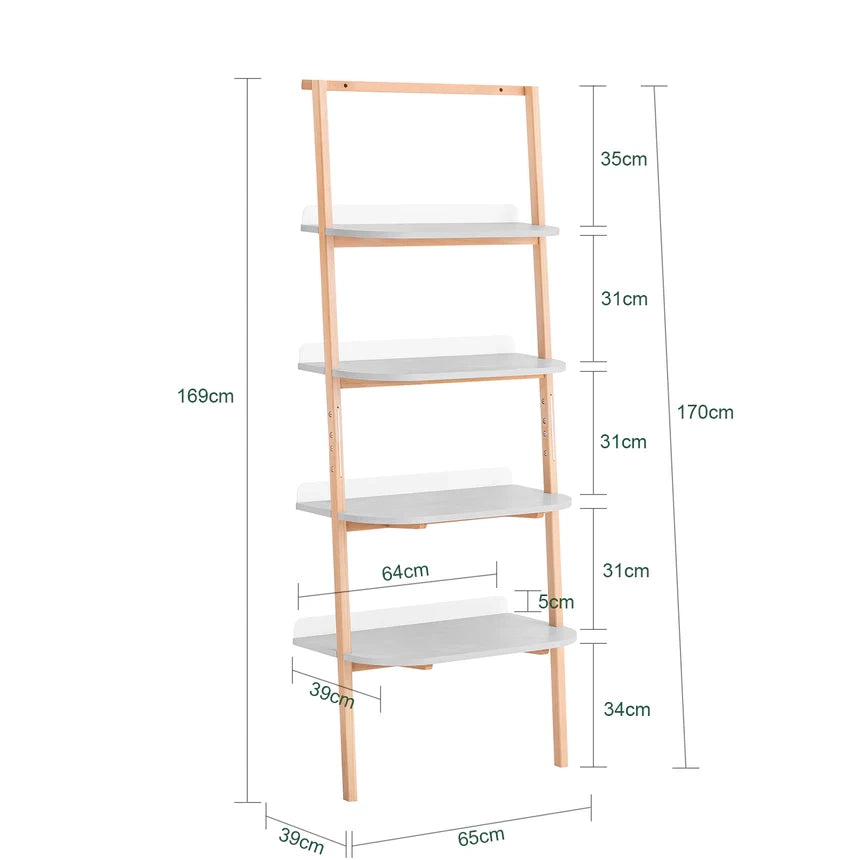 SoBuy Libreria multifunzionale Scaffale a scala con 4 ripiani Scaffale da parete Portaoggetti salvaspazio Grigio 65x39x169 cm HSTR02-HG