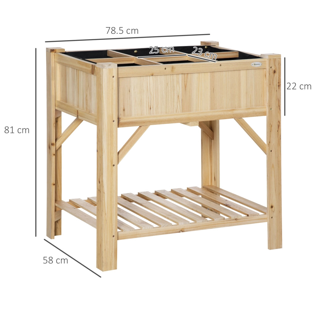 Letto Rialzato da Giardino ¨C Xylo ¨C Legno di Abete con 6 Scomparti, 78.5x58x81cm