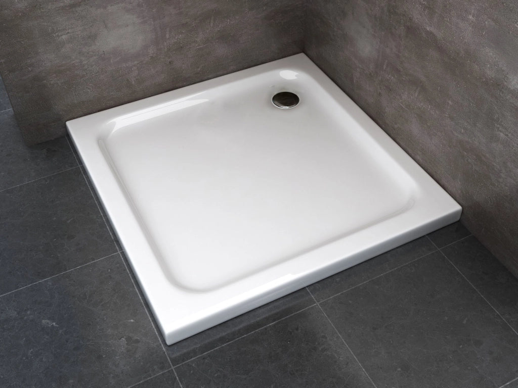 Piatto Doccia Ribassato Quadrato In Abs H 5cm Con Piletta Inclusa 80x80