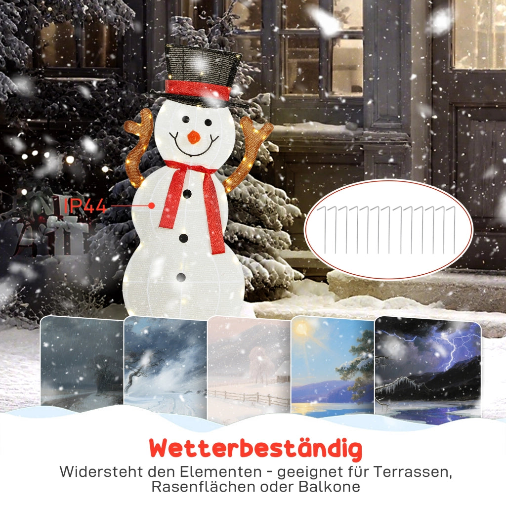 Famiglia di Pupazzi di Neve Natalizi 3 Pezzi ¨C zephmum ¨C Bianco, Acciaio, Polyester, LED, Esterno