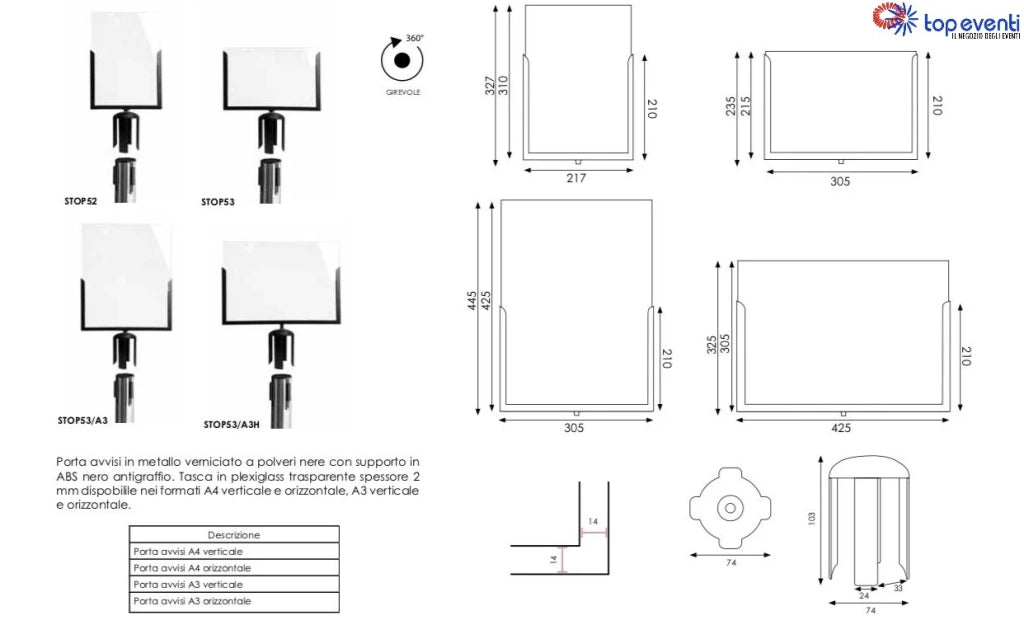 Porta Comunicazioni Segnale Colonnine Segnapercorso tendinastro - A4 Verticale