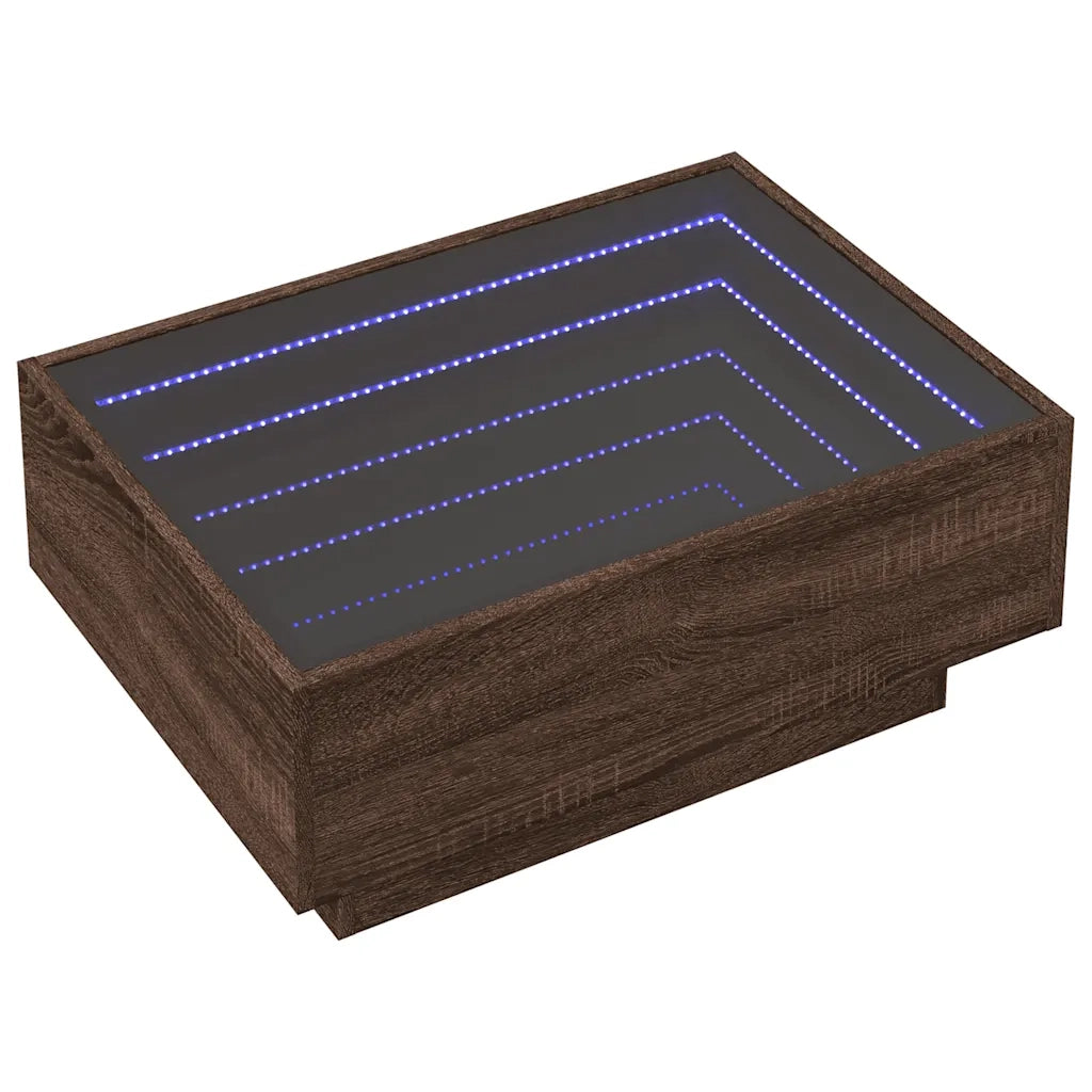 Tavolino Salotto con LED-Tavolino da soggiorno-Tavolo Rovere Marrone 70x50x30 cm Multistrato