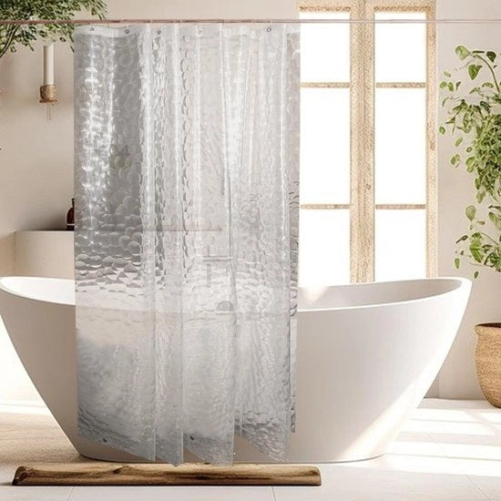 Douchegordino 180x200 cm - Impermeabile EVA - Antimuffa - Anelli per douchegordino - Tendaggio per bagno - 3 Magnetaggi di peso