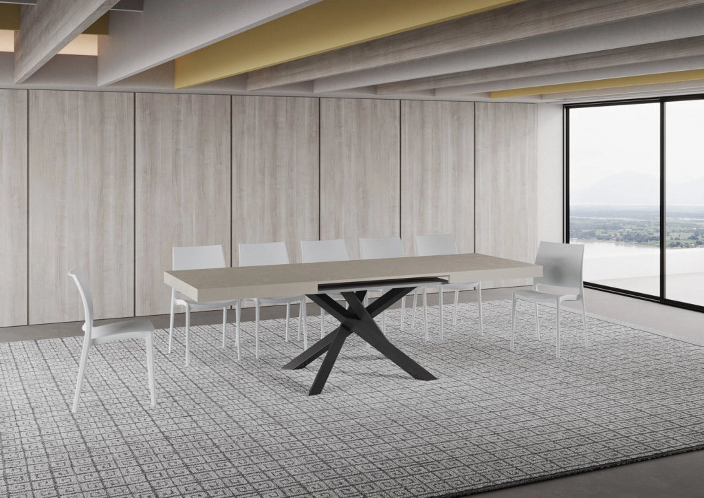Tavolo Allungabile 160-264x90x77 cm Volantis Cashmere Telaio Antracite