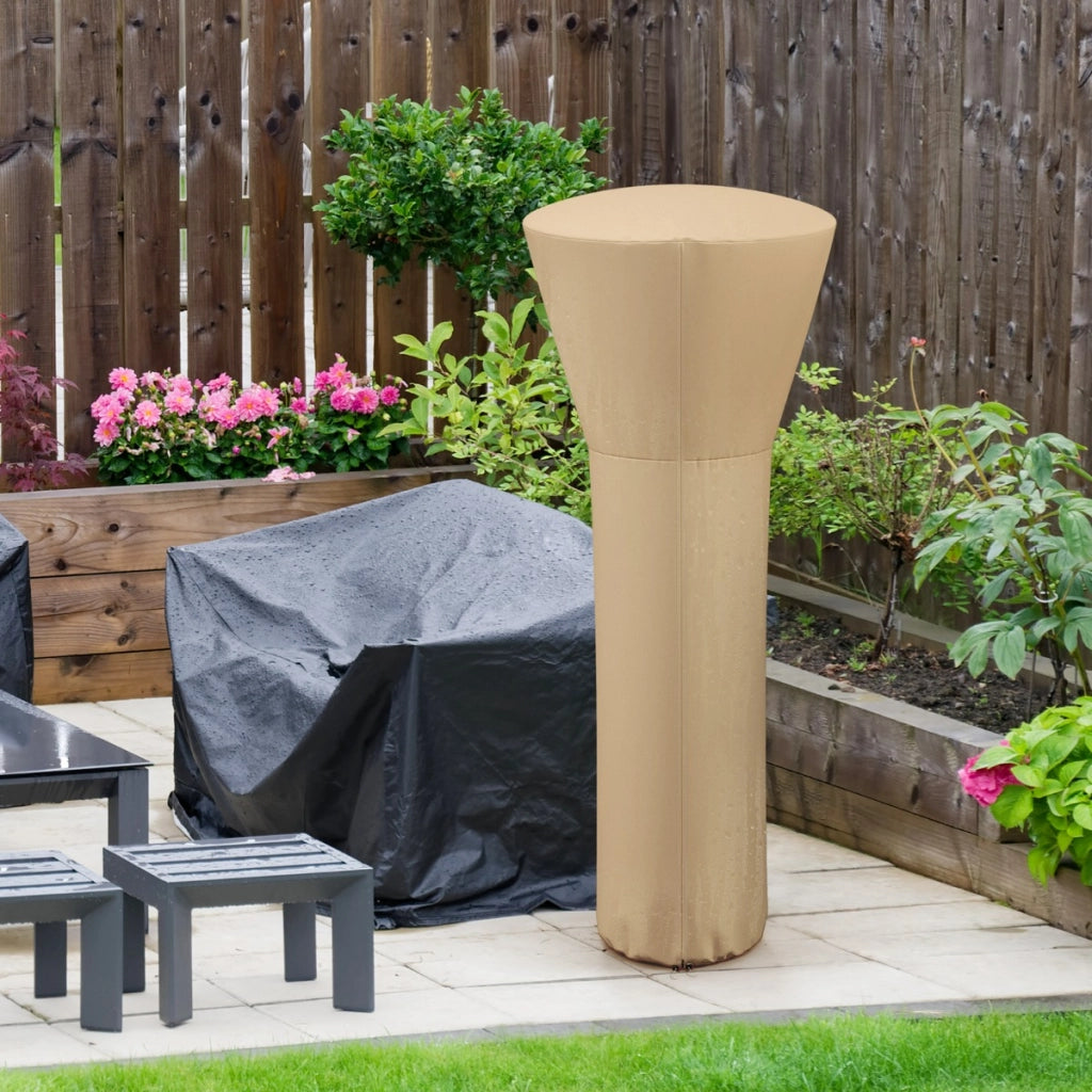 Copertura per riscaldatore da patio con cerniera e borsa per trasporto, Copertura per riscaldatore a propano da esterno Legno naturale-Stufe a fungo