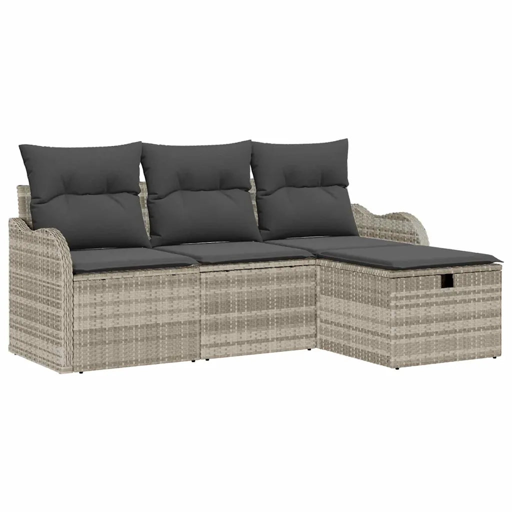 Set Divano da Giardino 4 pcs Grigio chiaro Poly Rattan 3360283