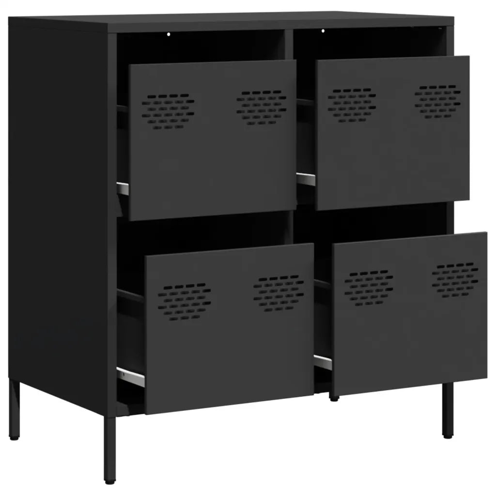 Credenza Nera 68x39x73,5 cm in Acciaio Laminato a Freddo 851256