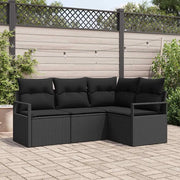Set di divani con cuscino 4 pcs Nero polyrattan