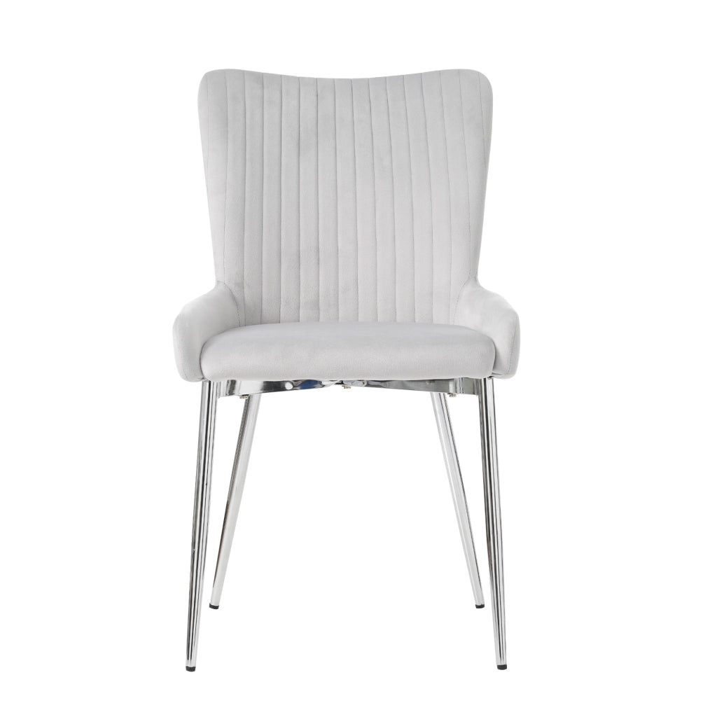Set di 2 sedie da pranzo in velluto con gambe in metallo per soggiorno grigio