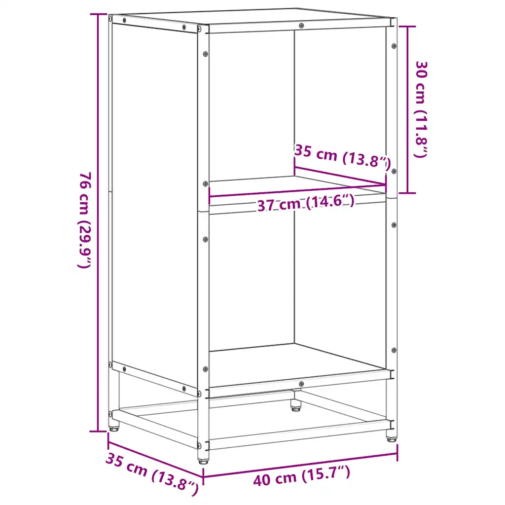 Libreria-Scaffale per Libri-Mobile di Stoccaggio Rovere Marrone 40x35x76 cm in Legno Multistrato