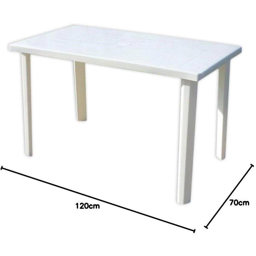 Trade Shop - Tavolo Rettangolare Da Giardino 120x70cm Bianco Perfetto Per Spazio Esterno 016301 -