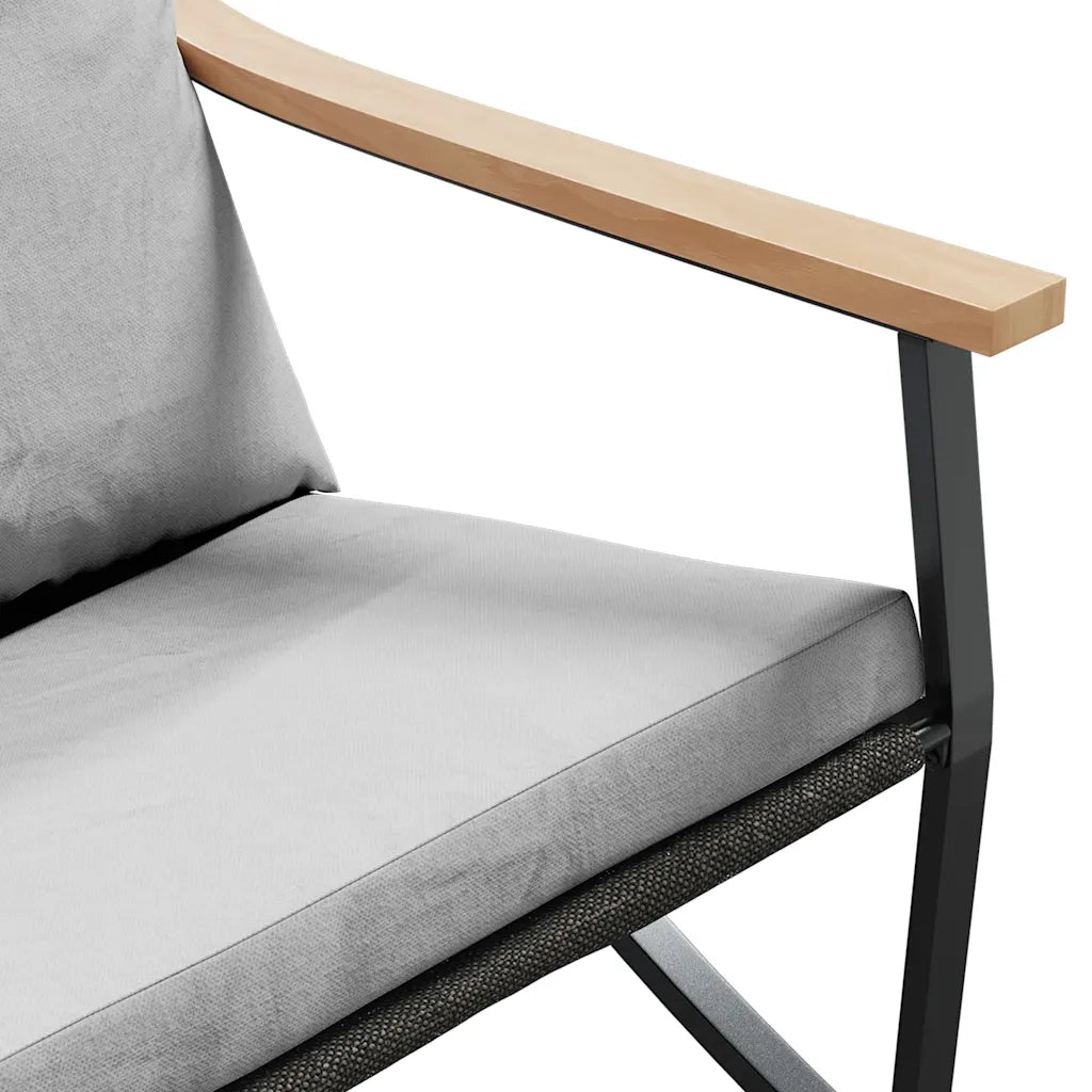 Panchina da Giardino con Cuscini 120 cm Nera in Acciaio 4009306