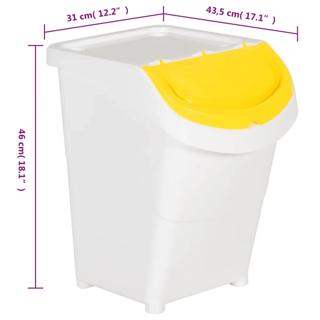 Cestini per Rifiuti Impilabili con Coperchi 3pz Bianchi PP 120L 364070