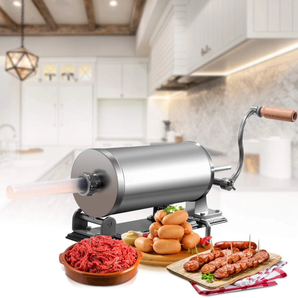 3kg Macchina insaccatrice per salsicce in acciaio inox con 4 tubi di riempimento, Insaccatrice manuale casa-Macchine da cucina