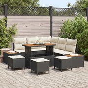 Set Divano da Giardino con cuscino 9 pcs Nero Poly Rattan 3364870