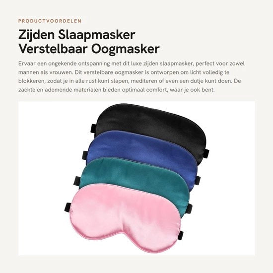 Slaapmasker ademend con blocco luce - oogmasker regolabile - maschera da sonno in seta - 4 pezzi - per uomo/donna