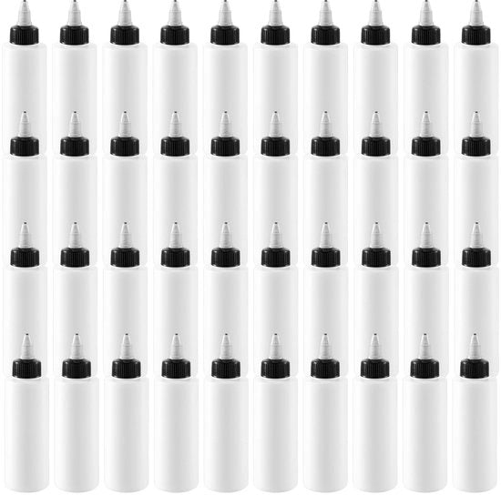 Bottiglie a compressione 40 pezzi - 4 oz/120 ml - Plastica - Bottiglia a vite - Applicatore beccuccio - Leggera e resistente