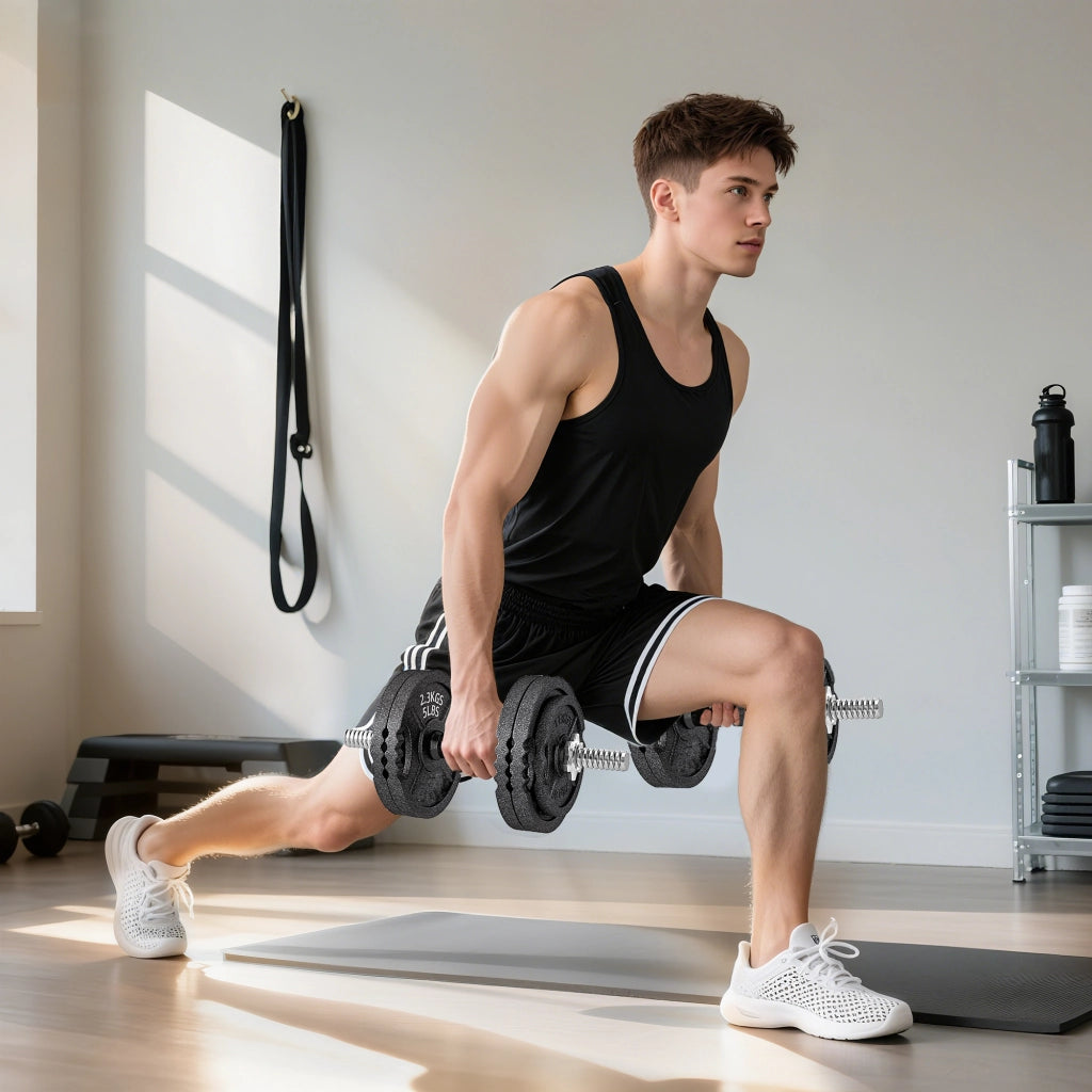 Pesi per Palestra 2 in 1 da 42 kg con 14 Dischi Bilanciere e Manubri in Acciaio Nero